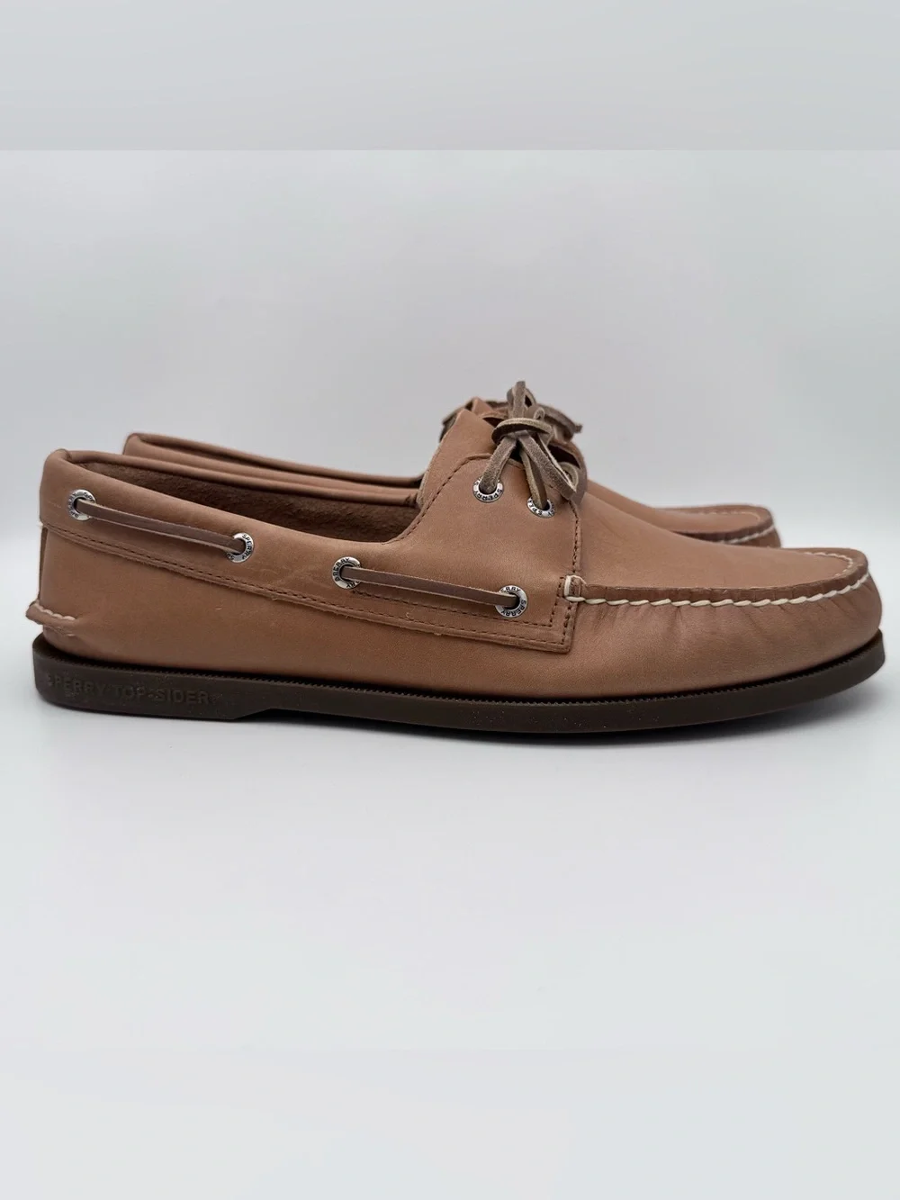Sperry A/O 2-Eye Sahara Leather Boat Shoes Royal Brown Men 10.5 W NIB